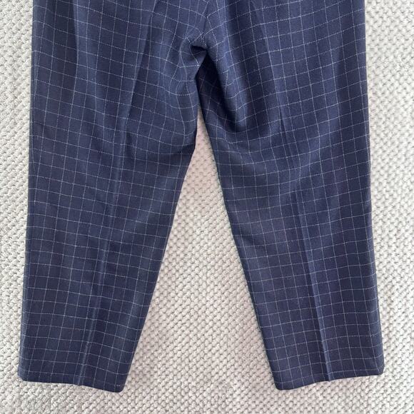 Eileen Fisher Pants Womens M Blue Checked Tussah Silk Straight Tapered Pocket - Picture 3 of 14